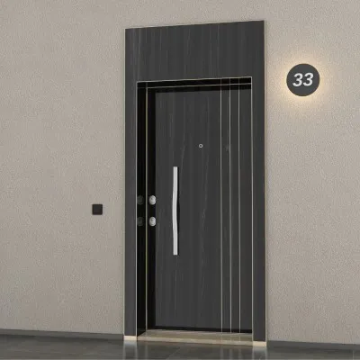 Porte en acier Kroma 606 Bois Noir Métallique